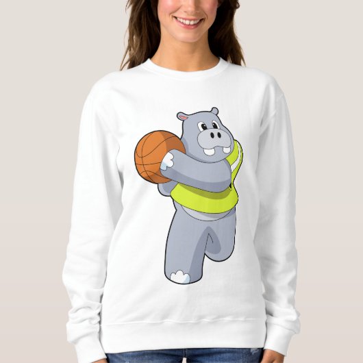 Hippo als Basketballspeler met Basketball.PNG Trui (Voorkant)