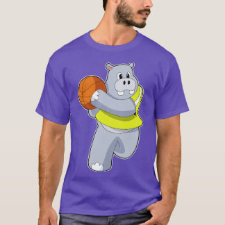 Hippo als Basketballspeler met Basketball T-shirt