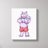 Hippo als Bodybuilder extreem Canvas Afdruk (Voorkant)