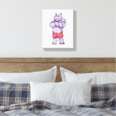 Hippo als Bodybuilder extreem Canvas Afdruk (Insitu (Slaapkamer))