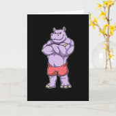 Hippo als Bodybuilder extreem Kaart (Gele Bloem)