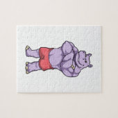 Hippo als Bodybuilder extreem Legpuzzel (Horizontaal)