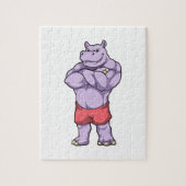Hippo als Bodybuilder extreem Legpuzzel (Verticaal)