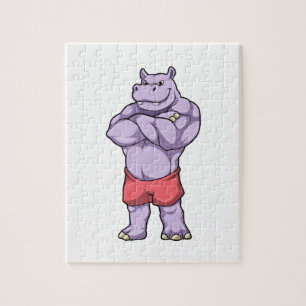 Hippo als Bodybuilder extreem Legpuzzel