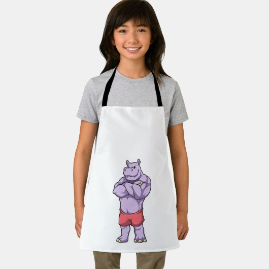 Hippo als Bodybuilder extreem Schort (Insitu)