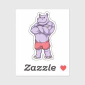 Hippo als Bodybuilder extreem Sticker (Vel)