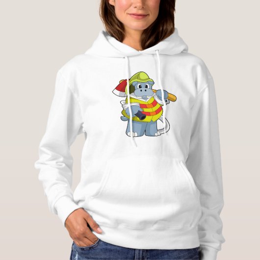 Hippo als brandweerman met Ax Hoodie (Voorkant)
