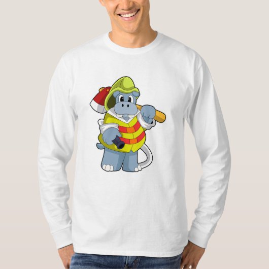 Hippo als brandweerman met Ax T-shirt (Voorkant)