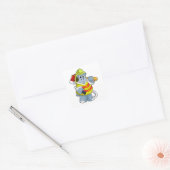 Hippo als brandweerman met Ax Vierkante Sticker (Envelop)