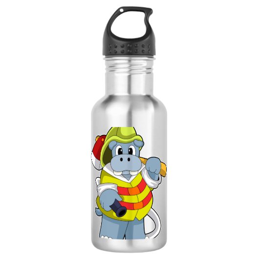 Hippo als brandweerman met Ax Waterfles (Voorkant)