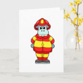 Hippo als brandweerman op brandafdeling met Pet Kaart (Gele Bloem)