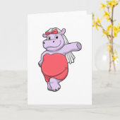 Hippo als Bride met Veil & Bow Kaart (Gele Bloem)