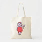 Hippo als Bride met Veil & Bow Tote Bag (Voorkant)