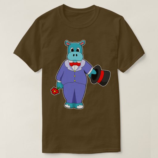 Hippo als bruidegom met pak Roos T-shirt (Design voorkant)