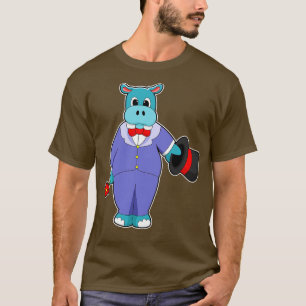Hippo als bruidegom met pak Roos T-shirt