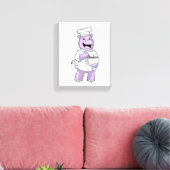 Hippo als Chef met Bowl Canvas Afdruk (Insitu (Woonkamer))