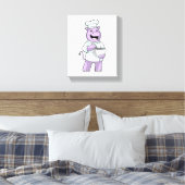 Hippo als Chef met Bowl Canvas Afdruk (Insitu (Slaapkamer))
