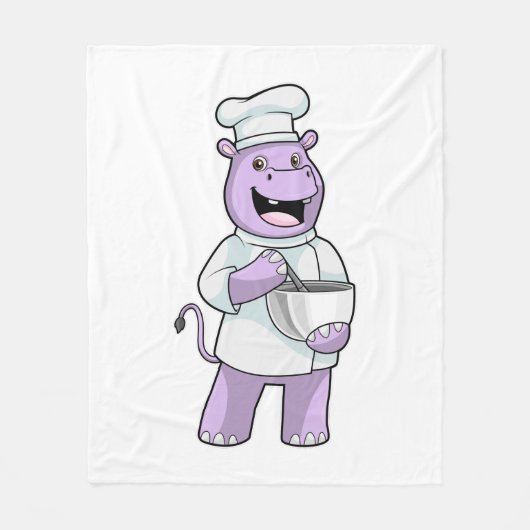 Hippo als Chef met Bowl Fleece Deken (Voorkant)