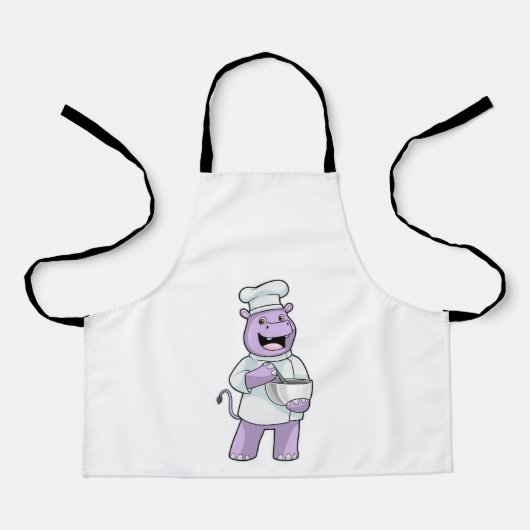 Hippo als Chef met Bowl Schort (Voorkant)