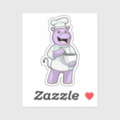 Hippo als Chef met Bowl Sticker (Vel)