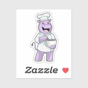 Hippo als Chef met Bowl Sticker