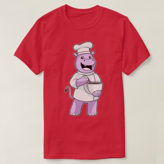 Hippo als Chef met Bowl T-shirt (Design voorkant)