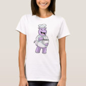 Hippo als Chef met Bowl T-shirt (Voorkant)