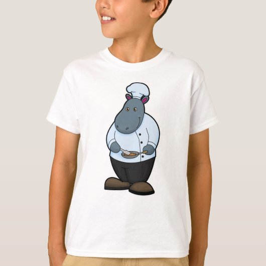 Hippo als Cook met Pan T-shirt (Voorkant)