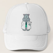 Hippo als Doctor met Smock Trucker Pet (Voorkant)