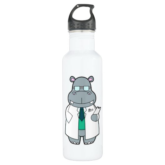 Hippo als Doctor met Smock Waterfles (Voorkant)