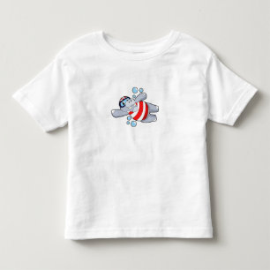 Hippo als duiker met zwembril kinder shirts