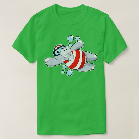 Hippo als duiker met zwembril t-shirt (Design voorkant)