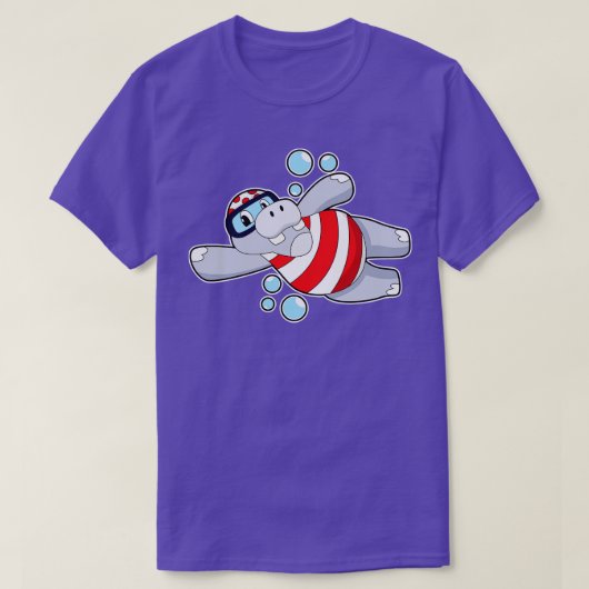 Hippo als duiker met zwembril t-shirt (Design voorkant)