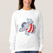 Hippo als duiker met zwembril trui (Voorkant)