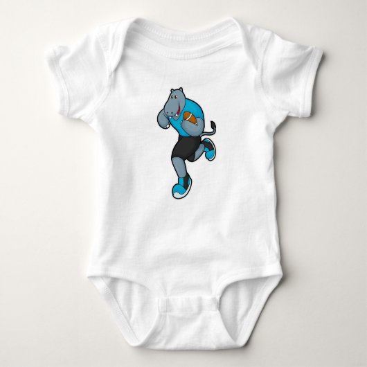 Hippo als Football speler met Football Romper (Voorkant)