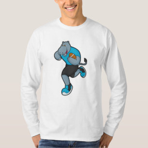Hippo als Football speler met Football T-shirt