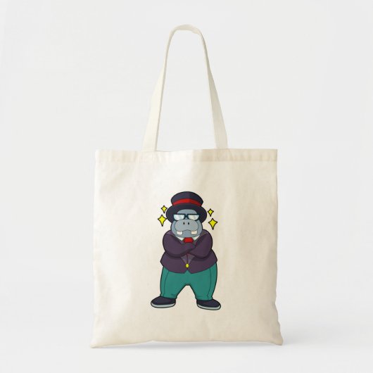 Hippo als Groom met Suit.PNG Tote Bag (Voorkant)