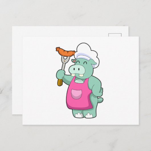 Hippo als koekje met worst briefkaart (Voorkant / Achterkant)