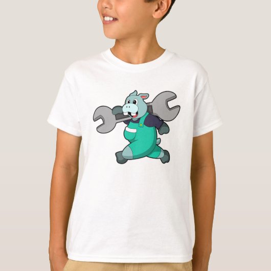 Hippo als Mechanisch met Wfrank T-shirt (Voorkant)