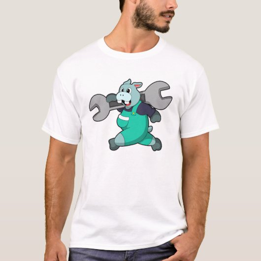 Hippo als Mechanisch met Wfrank T-shirt (Voorkant)