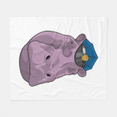Hippo als politieagent fleece deken (Voorkant (Horizontaal))