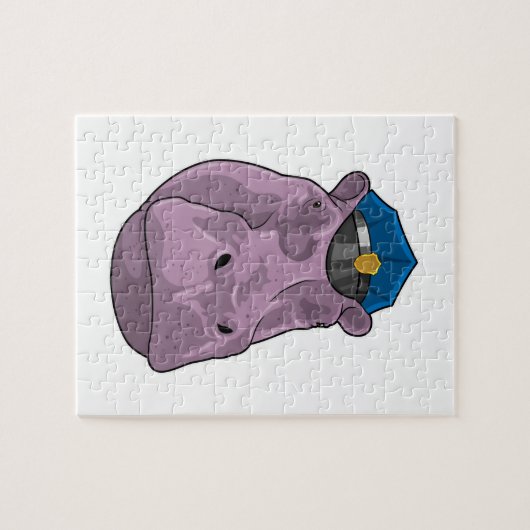 Hippo als politieagent legpuzzel (Horizontaal)