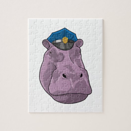 Hippo als politieagent legpuzzel (Verticaal)