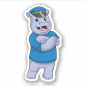 Hippo als politieagent met pet van politie sticker (Voorkant)