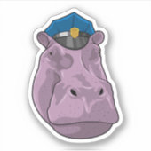 Hippo als politieagent sticker (Voorkant)