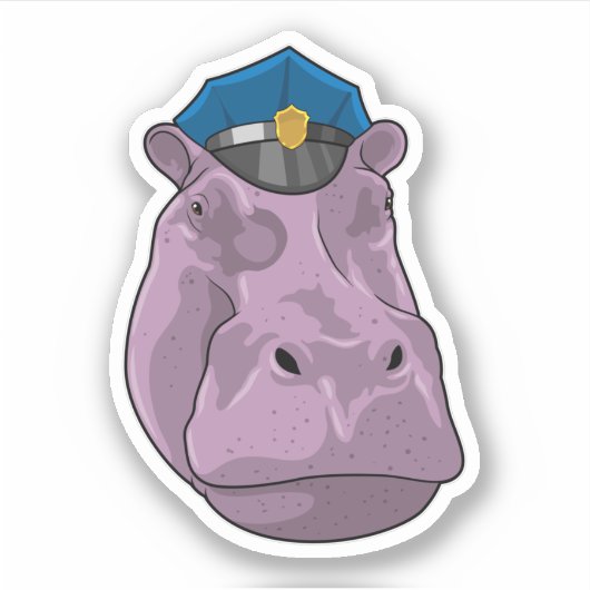 Hippo als politieagent sticker (Voorkant)