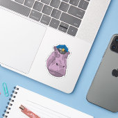 Hippo als politieagent sticker (Laptop met iPhone)