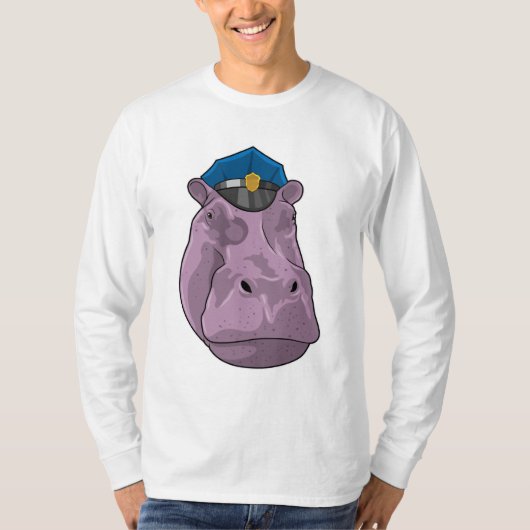 Hippo als politieagent t-shirt (Voorkant)