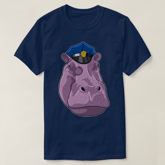 Hippo als politieagent t-shirt (Design voorkant)