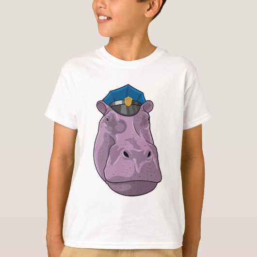 Hippo als politieagent t-shirt (Voorkant)